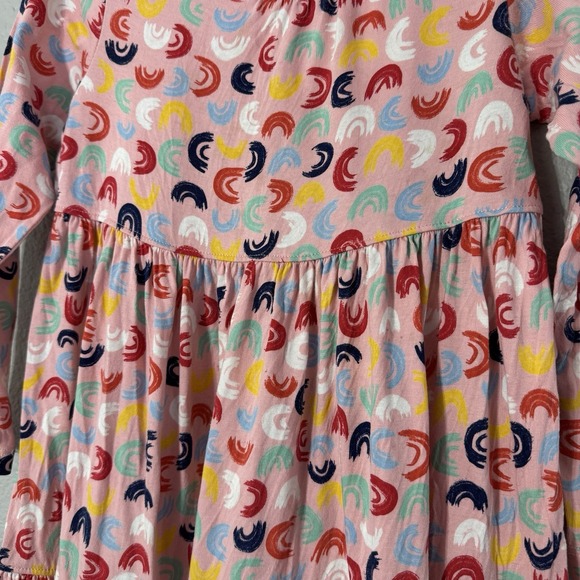 Hanna Andersson Size 4/5 (110cm) Pink Rainbow Print Tiered Long Sleeve Dress - Picture 3 of 7
